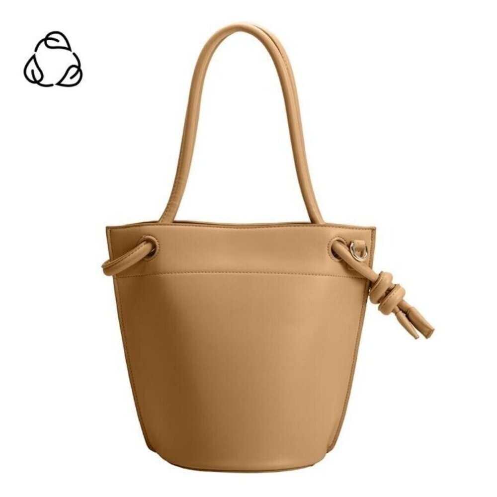 MELIE BIANCO Miriam vegan leather top handle bucket satchel crossbody - Tan
